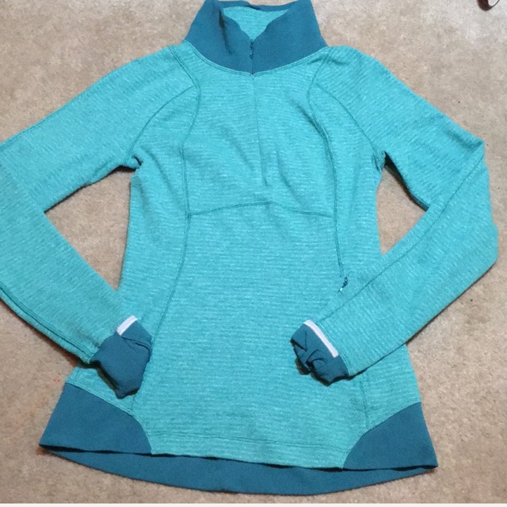 Lulu Lemon Aqua Active Wear Zip Up Long Sleeve Top